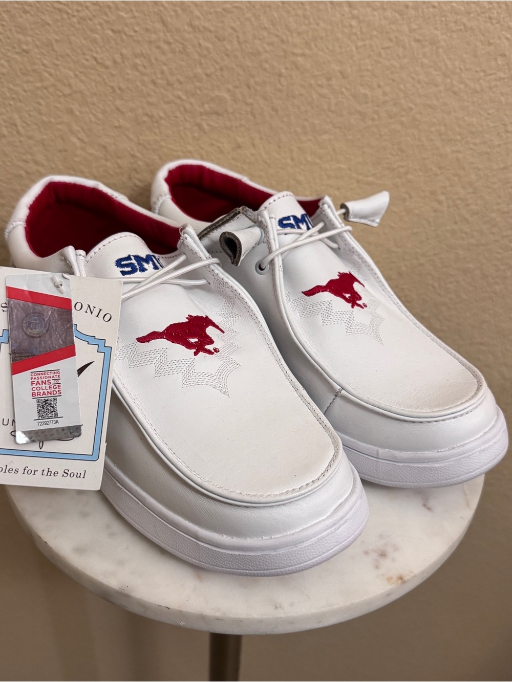 Women Leather Vaccari Mustangs Southern Methodist University Texas shoes size 6